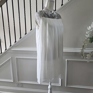 Timeless Naeem Khan White Dresd White With Silver Sequin Upper. Sz-M